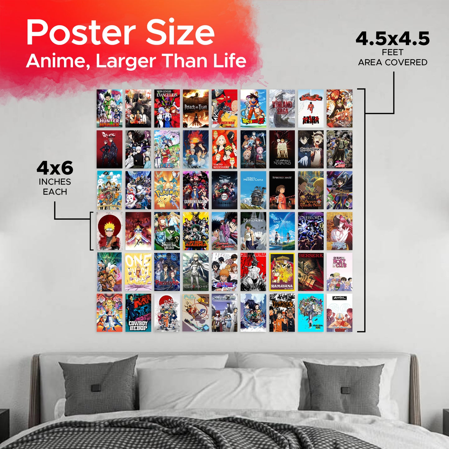 Anime Wall Collage Kit Pack Of 54 Posters Glue Dots Included