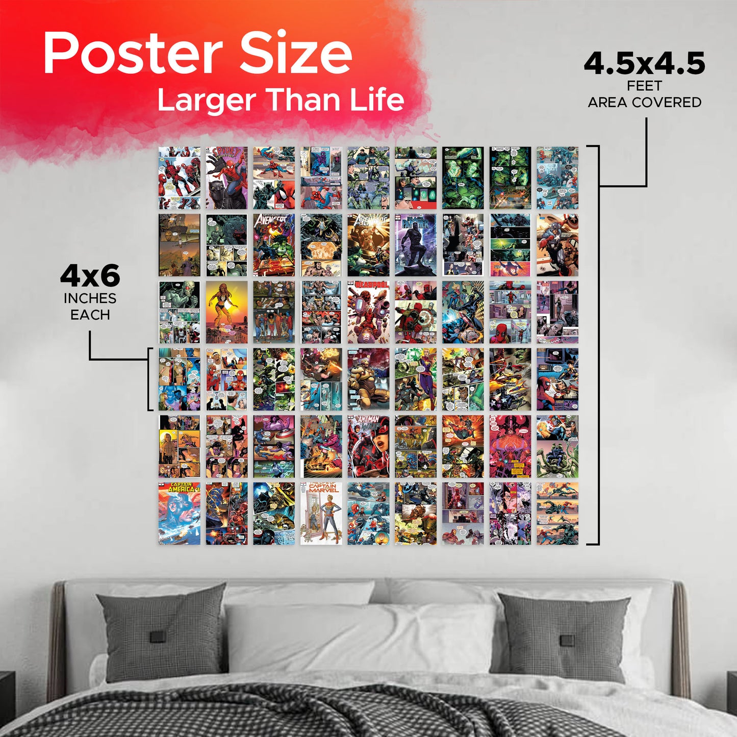 Marvel Comic Wall Collage Kit Pack Of 54 Posters Glue Dots Included