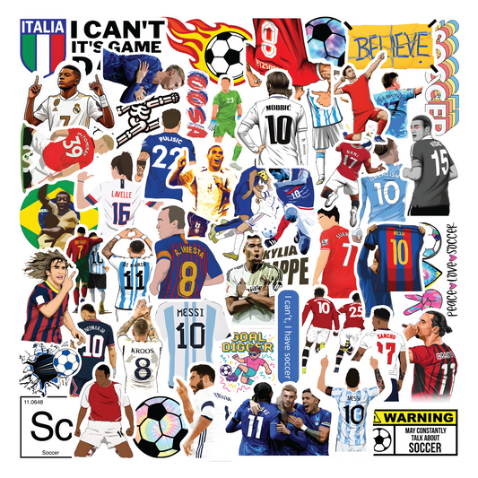 Football Soccer Cool Vinyl Stickers Pack Of 50