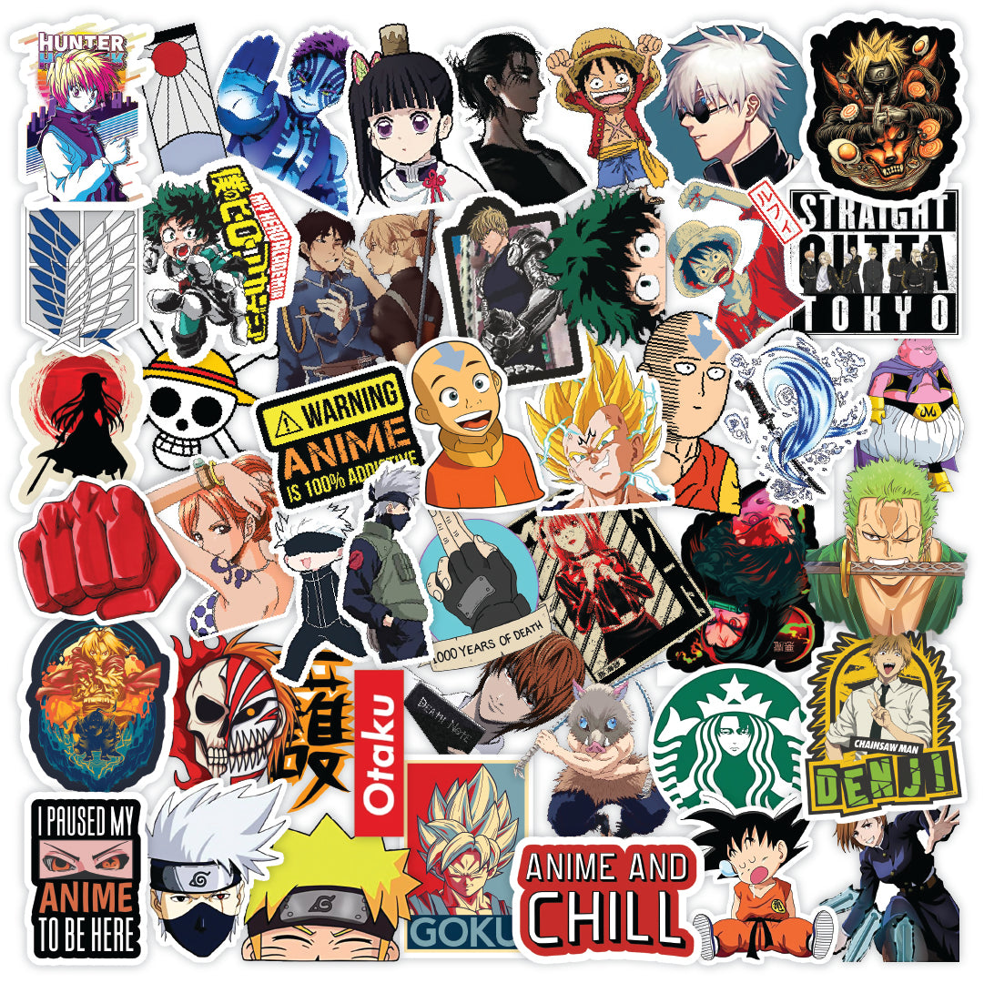 Random Anime Laptop Vinyl Sticker Pack Of 50