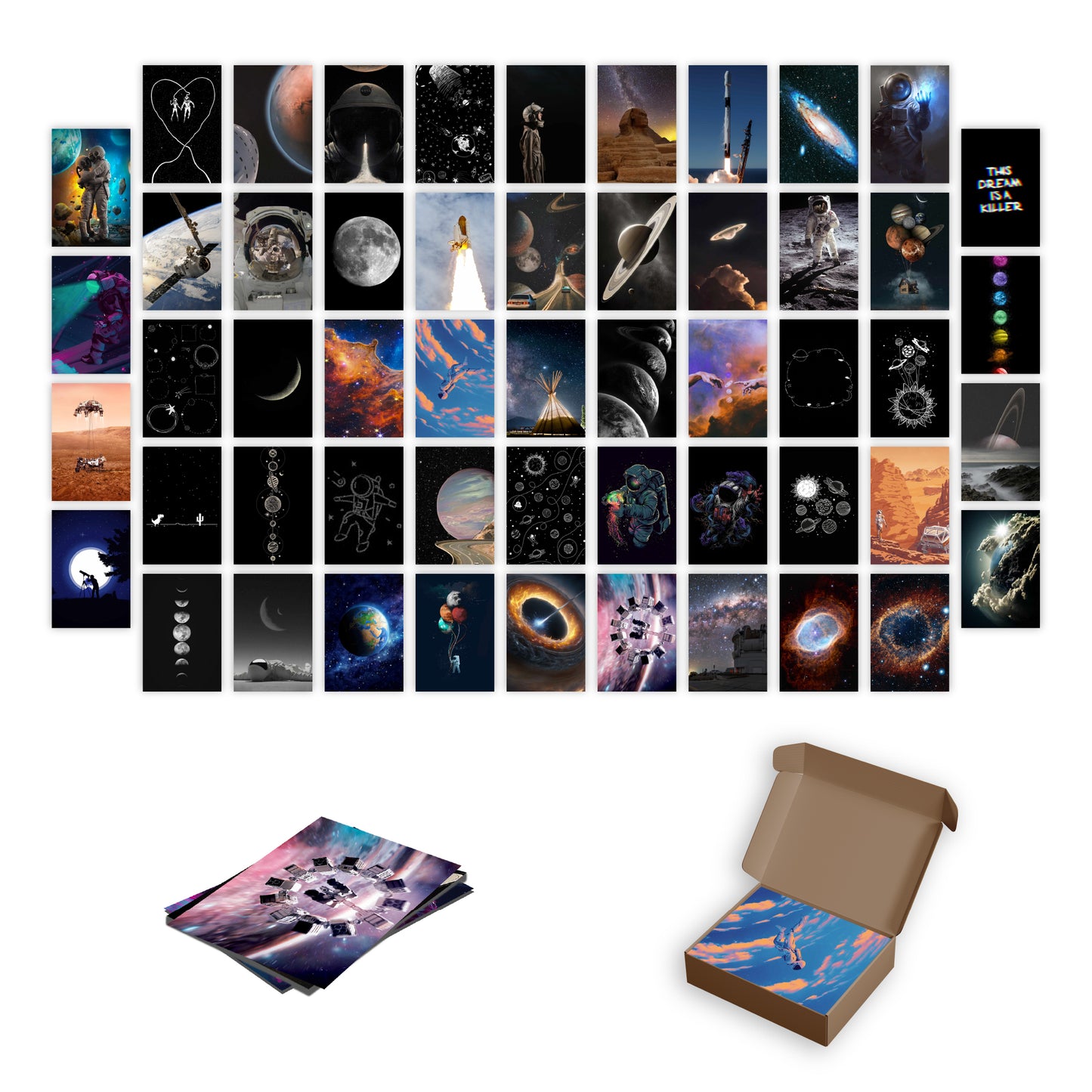 Space Wall Collage Kit Pack Of 54 Posters Glue Dots Included
