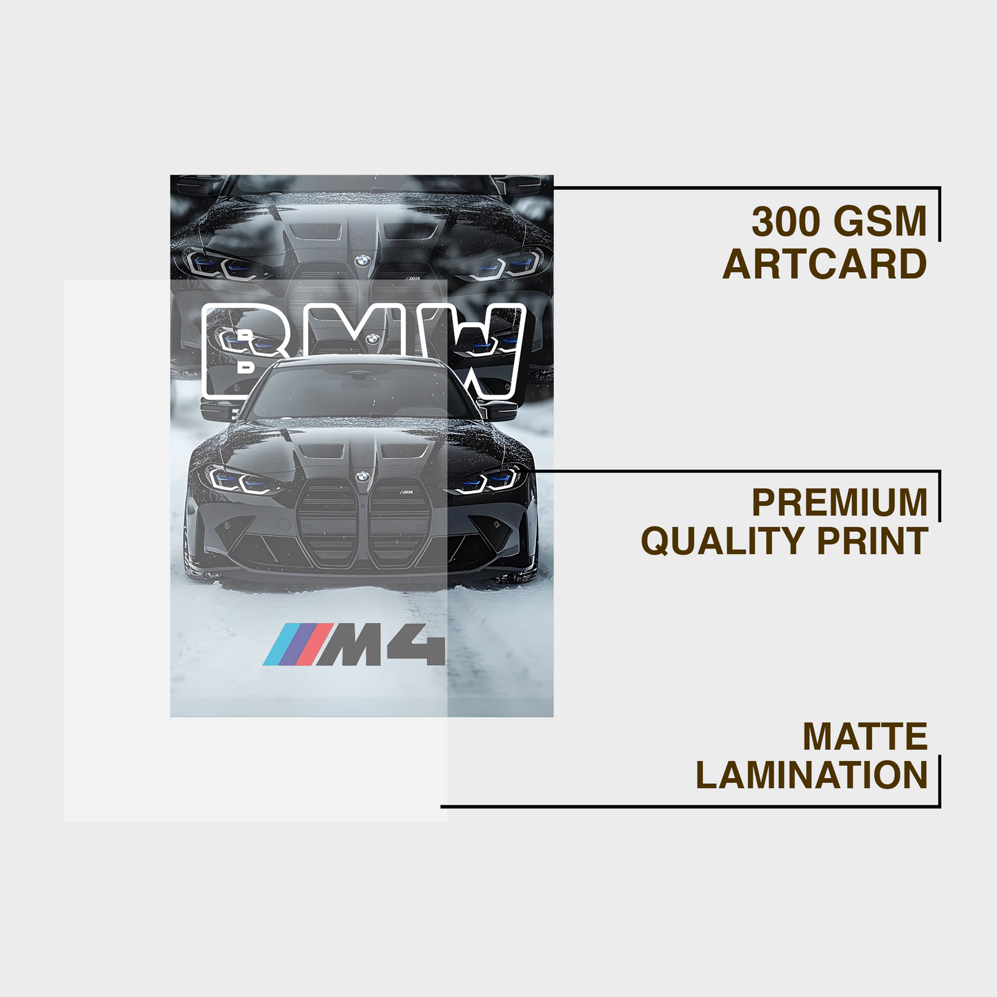 BMW M4 (BLACK) A4 Framed Poster