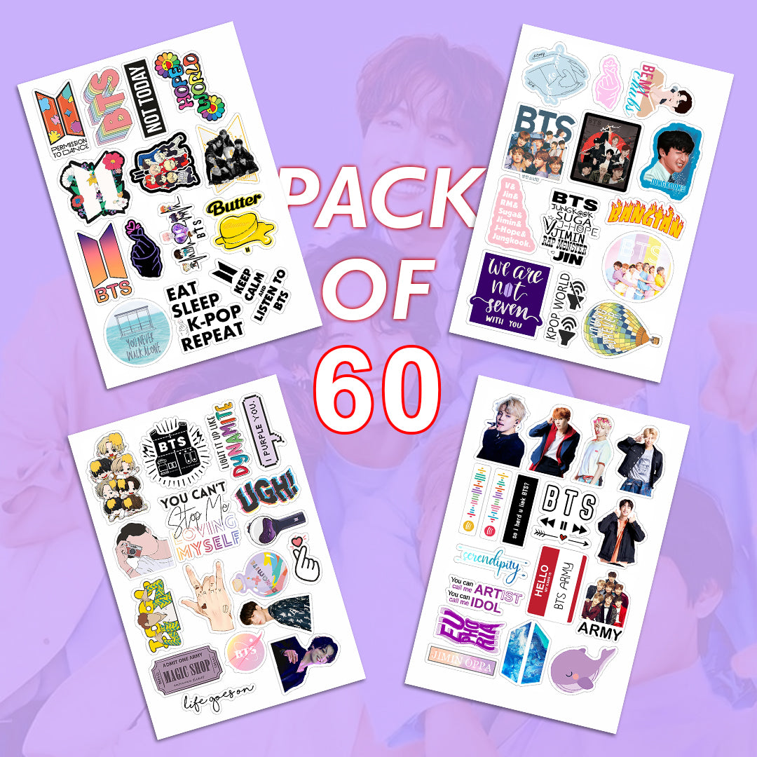 BTS Bangtan Boys Vinyl Stickers Pack of 60