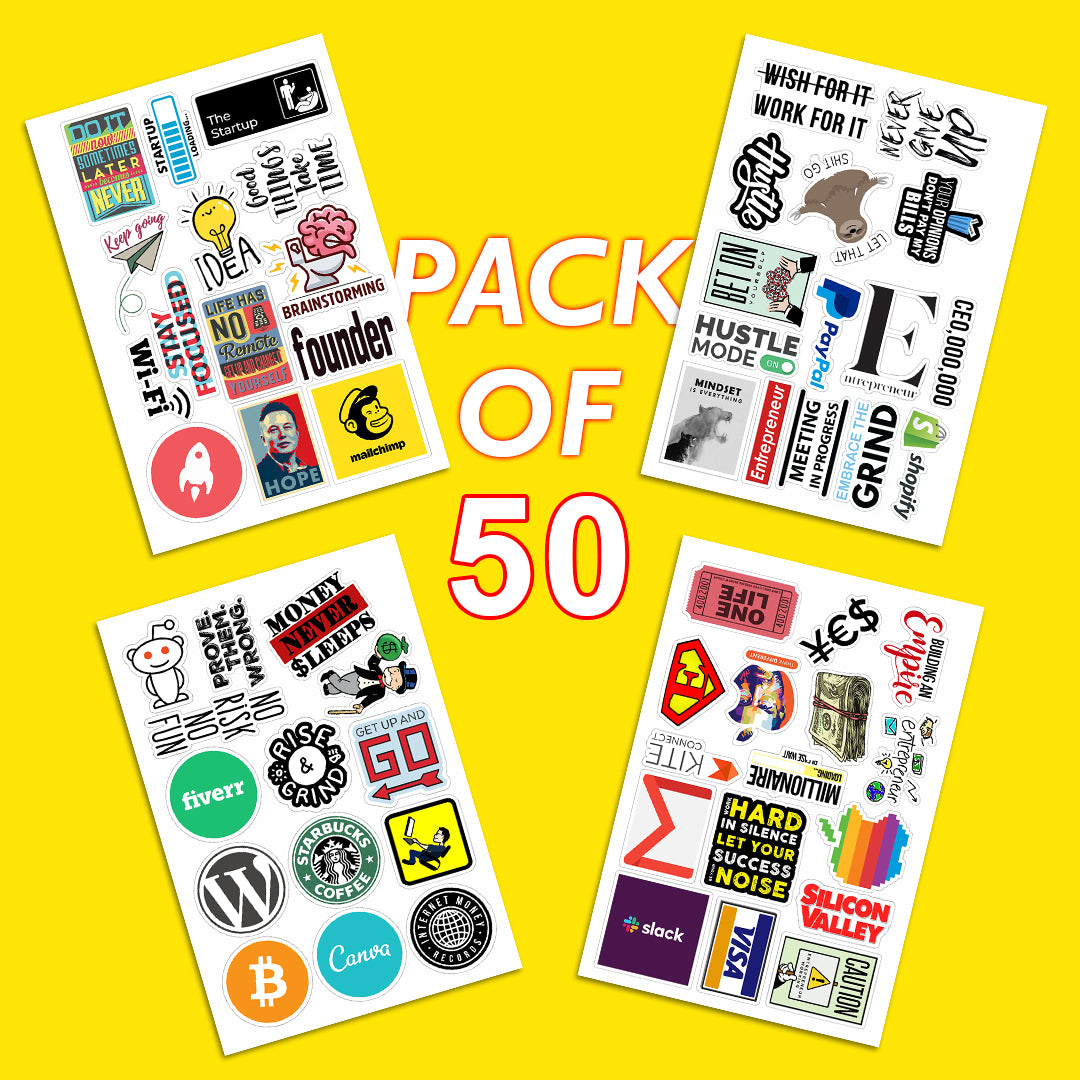 Motivational Entrepreneur Laptop Vinyl Sticker Pack Of 50