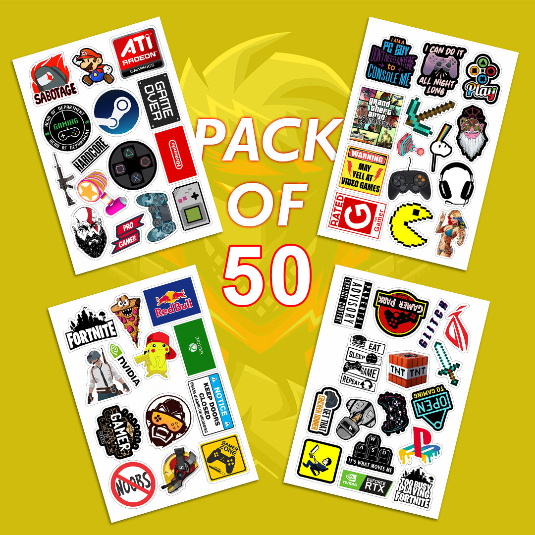 Gaming Edition Laptop Vinyl Stickers Pack of 50