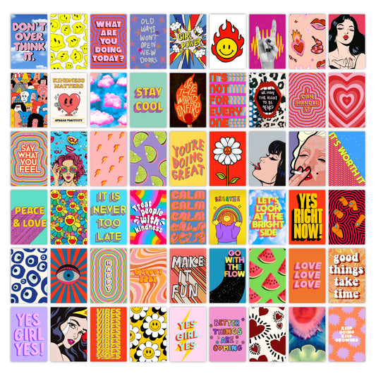 Indie Hippie Wall Collage Kit Pack Of 54 Posters Glue Dots Included