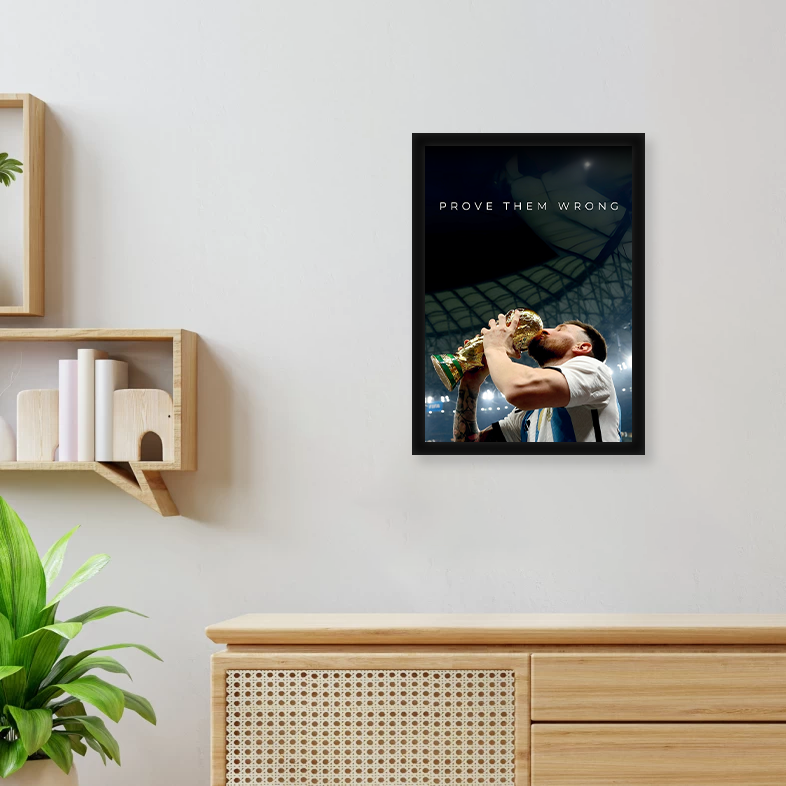Messi Motivational A4 Wall Poster Framed