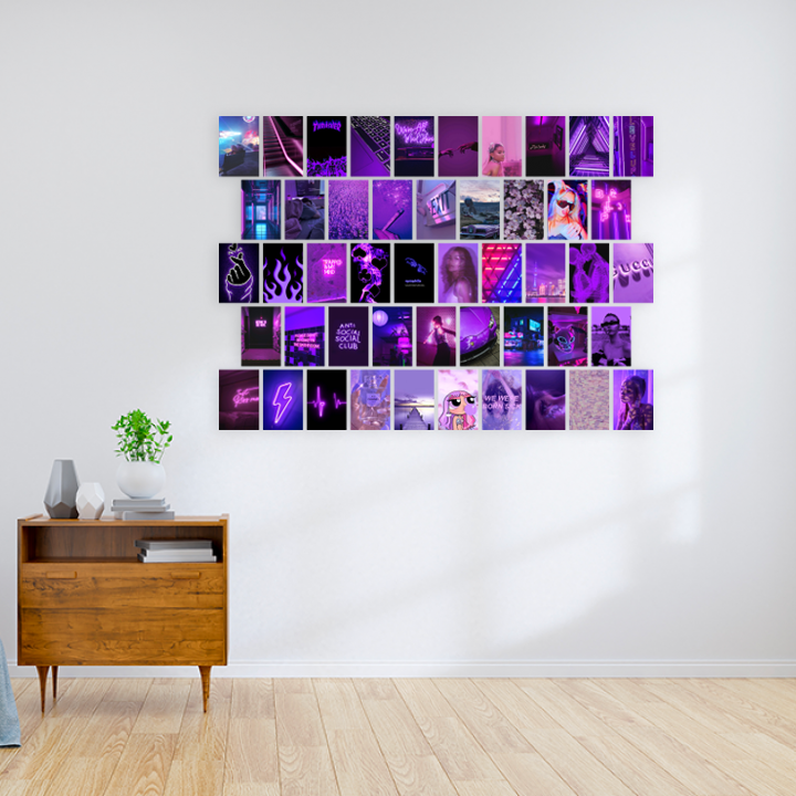 Purple Aesthetic Wall Collage Kit Pack Of 54 Posters Glue Dots Included