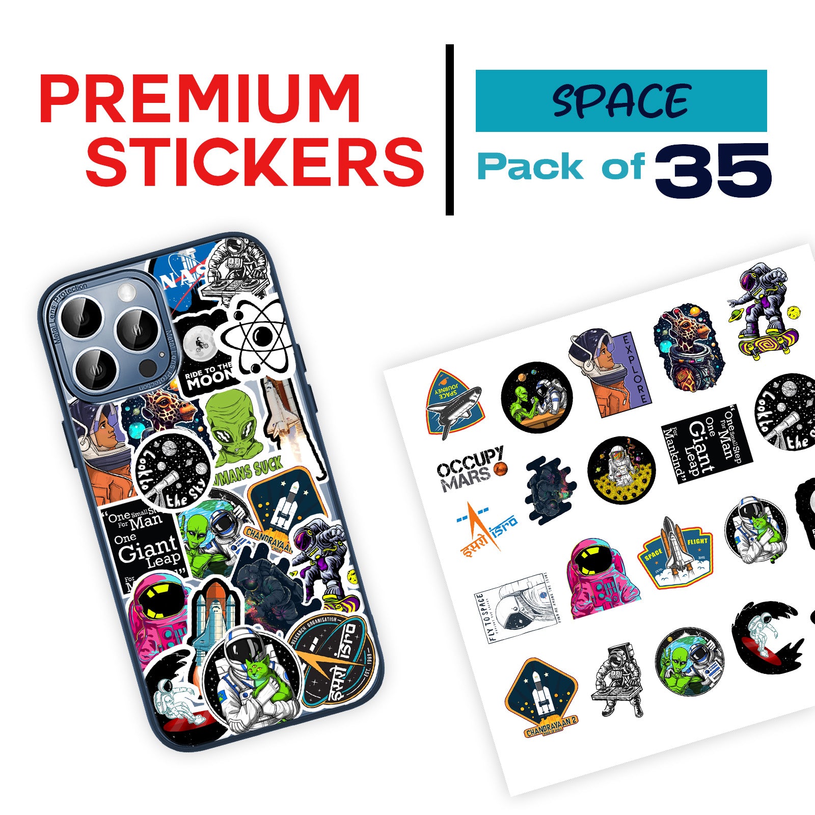 Space Mobile Stickers Pack of 35 Stickerly