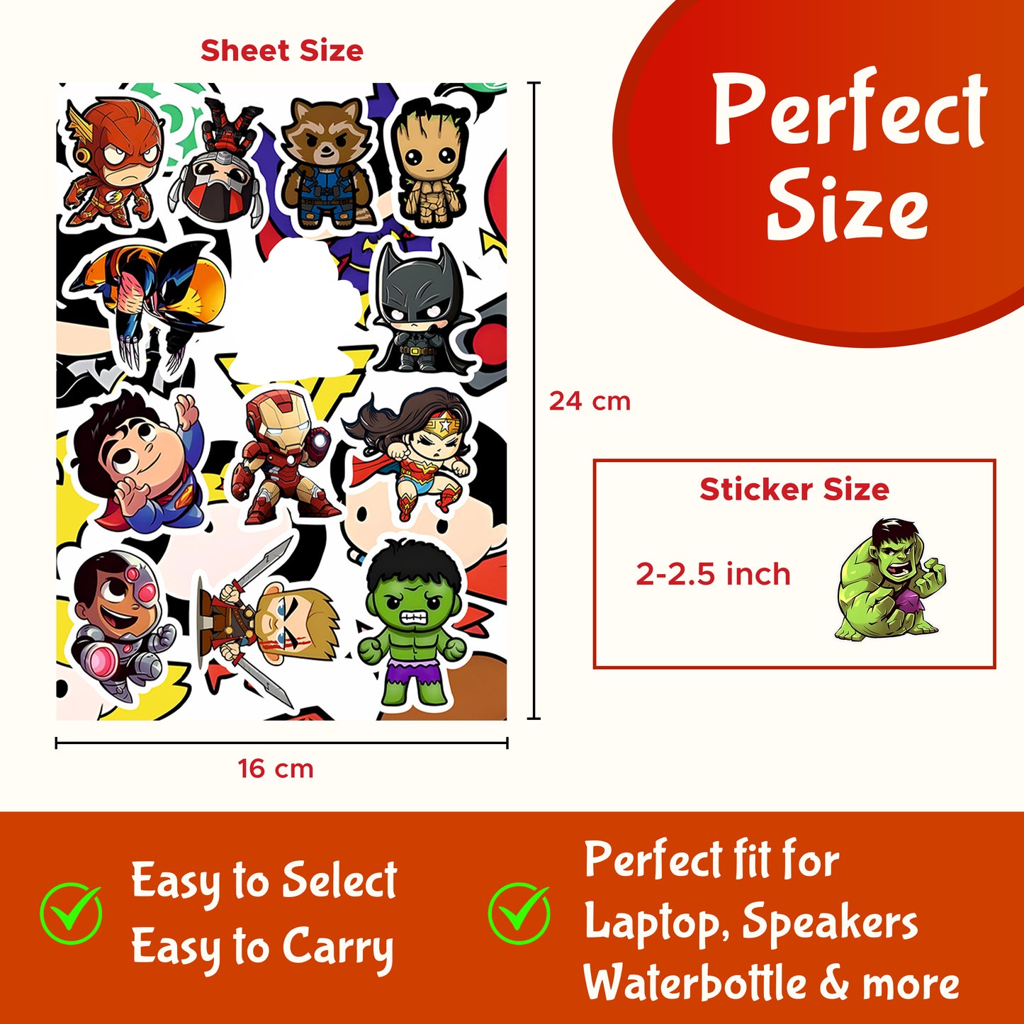 Superhero Cool Aesthetic Vinyl Sticker Pack Of 102