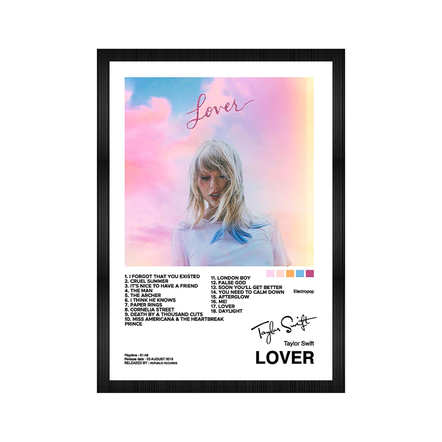 Taylor Swift Lover Album Art A4 Framed Poster