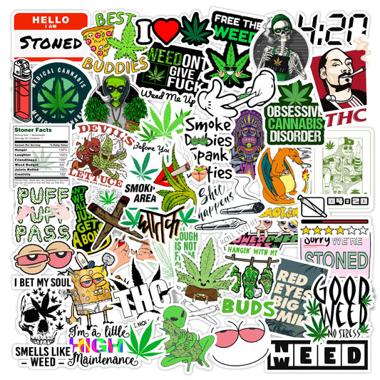 Weed Marijuana Edition Laptop Vinyl Sticker Pack Of 53