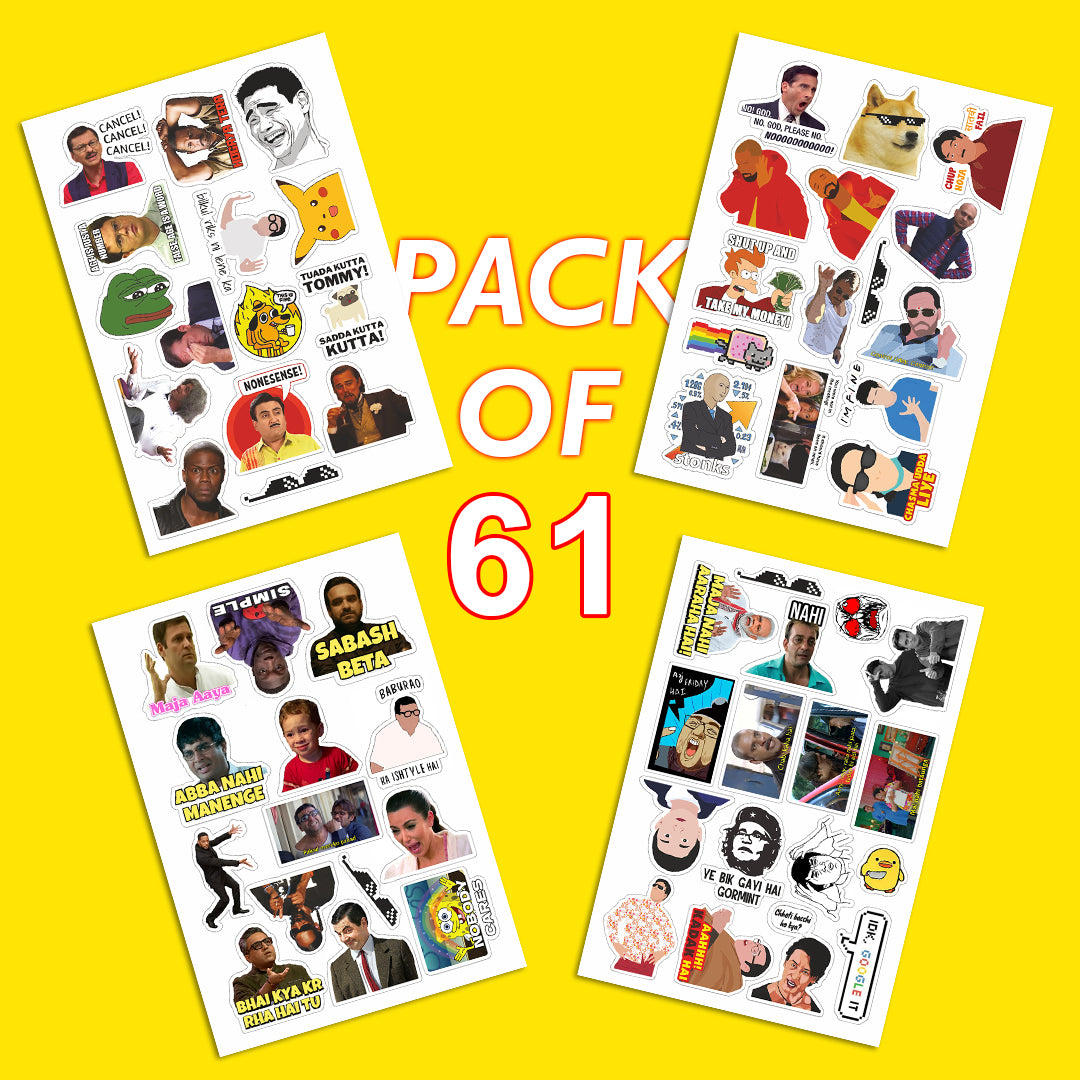 Funny Meme Vinyl Laptop Vinyl Stickers Pack Of 61