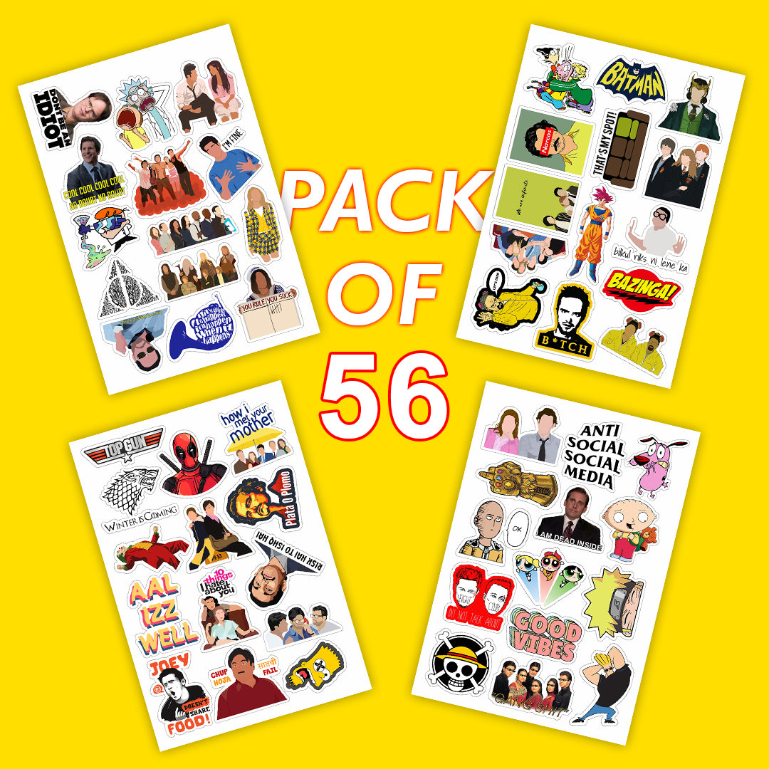 Mix Pop Culture Tv Show Movies Laptop Vinyl Sticker Pack of 56
