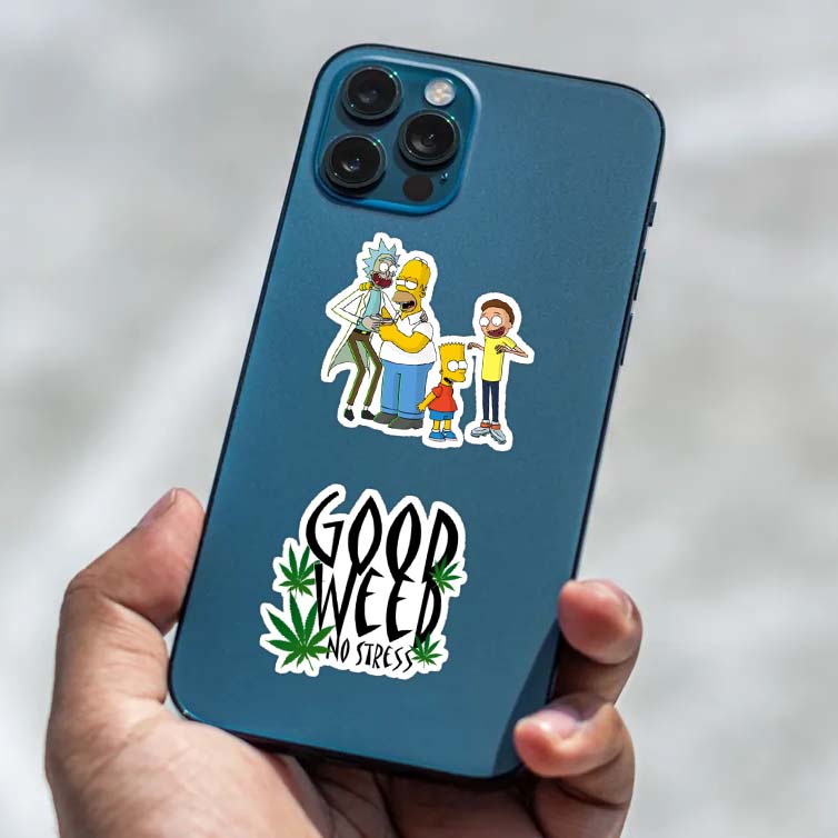 Simpsons rick and morty stickers for phone