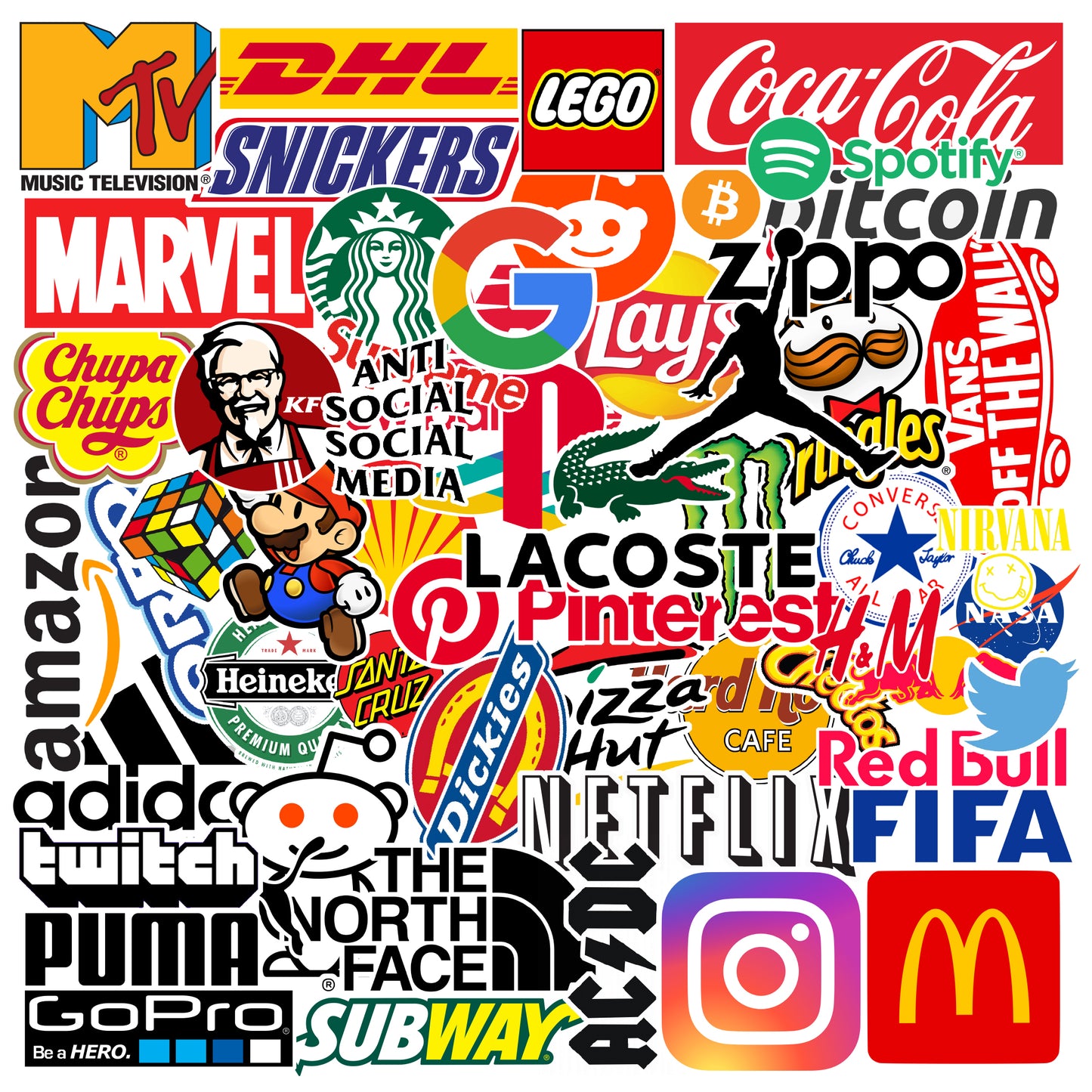 Cool Brand Logo Aesthetic Laptop Vinyl Sticker Pack of 64