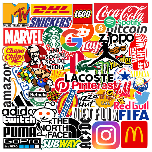 Cool Brand Logo Aesthetic Laptop Vinyl Sticker Pack of 64