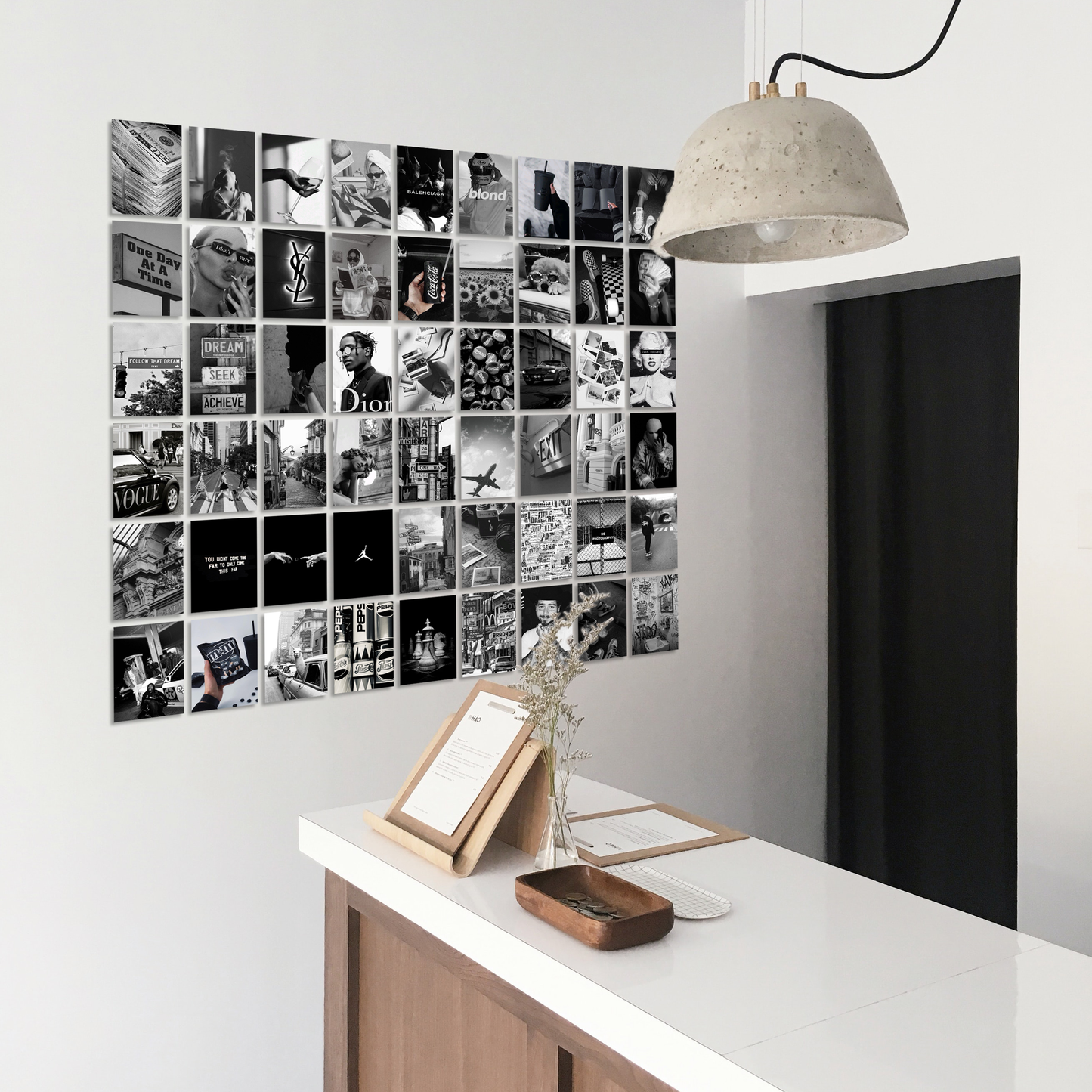 Black & White Wall Collage Kit Pack Of 54 Posters Glue Dots Included