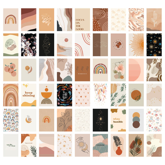 Bohemian Wall Collage Kit Pack Of 54 Posters Glue Dots Included