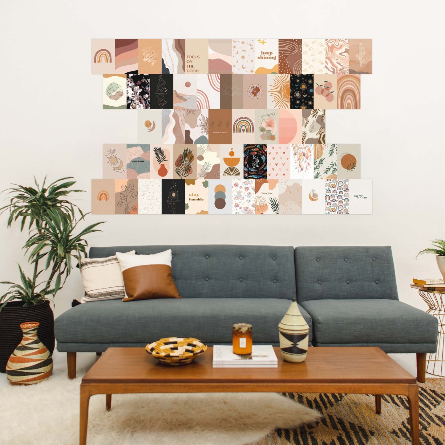 Bohemian Wall Collage Kit Pack Of 54 Posters Glue Dots Included