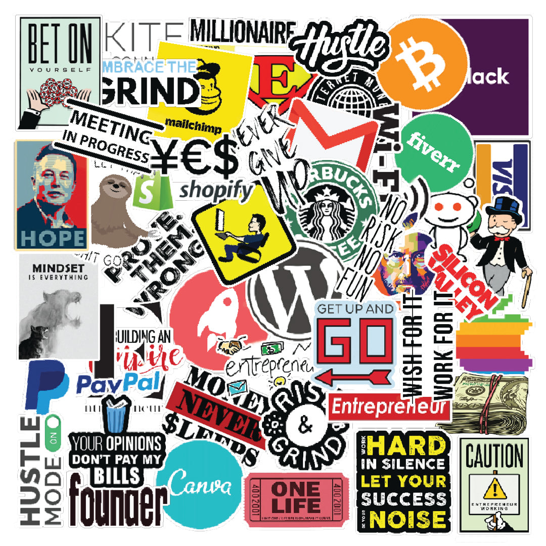 Motivational Entrepreneur Laptop Vinyl Sticker Pack Of 50