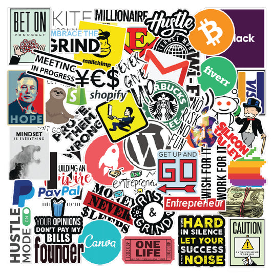 Motivational Entrepreneur Laptop Vinyl Sticker Pack Of 50