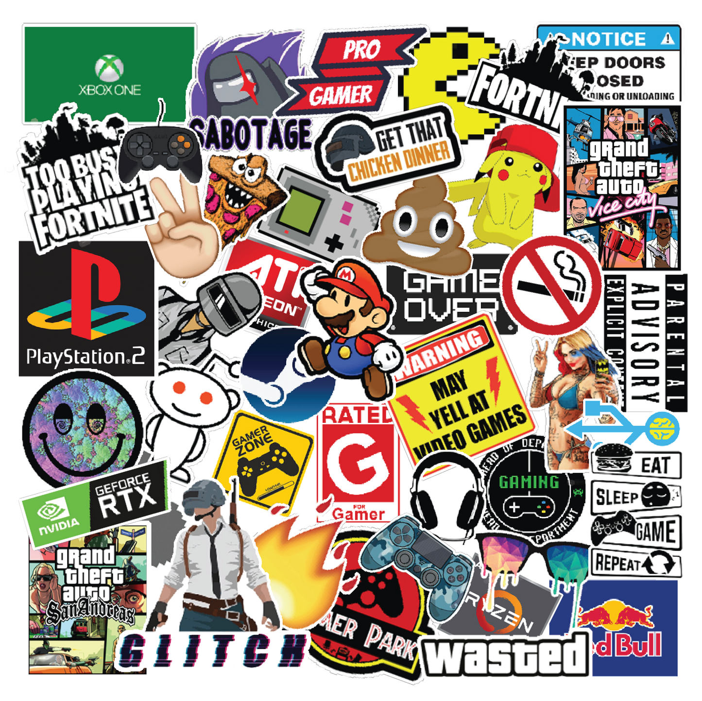 Gaming Edition Laptop Vinyl Stickers Pack of 50
