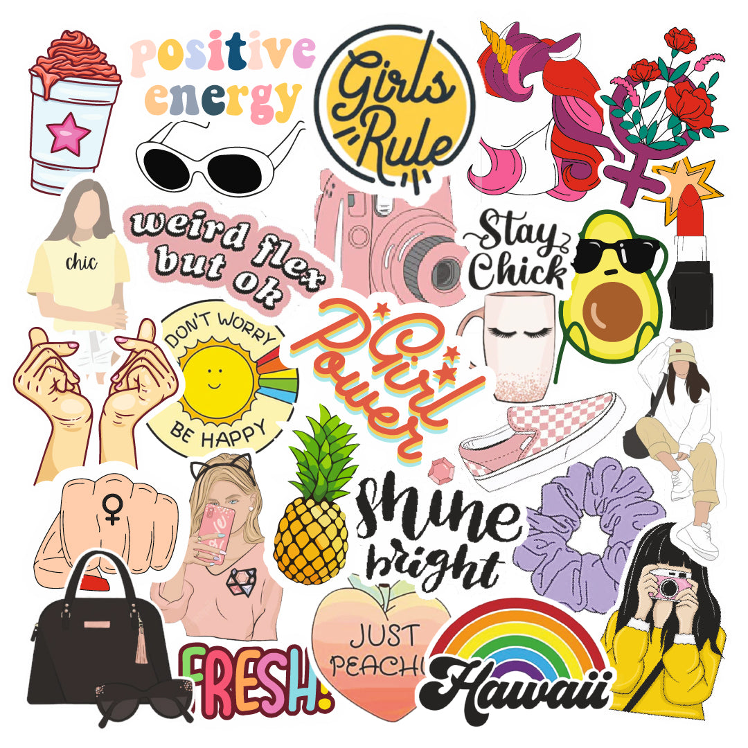 Kawaii Cute Girls Edition Laptop Vinyl Sticker Pack Of 53