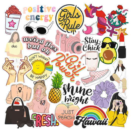 Kawaii Cute Girls Edition Laptop Vinyl Sticker Pack Of 53