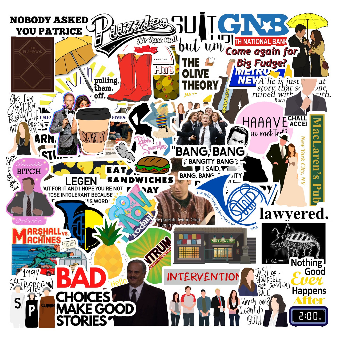 How I Met Your Mother Laptop Vinyl Sticker Pack of 63