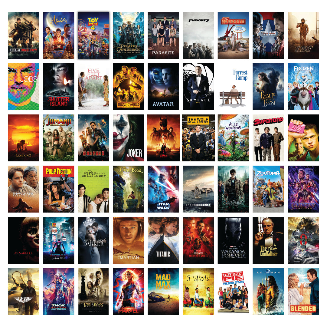 Movie Wall Collage Kit Pack Of 54 Posters Glue Dots Included