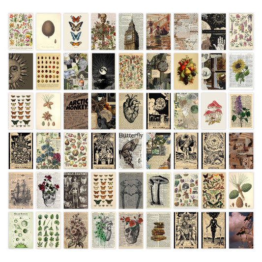 Vintage Wall Collage Kit Pack Of 54 Posters Glue Dots Included