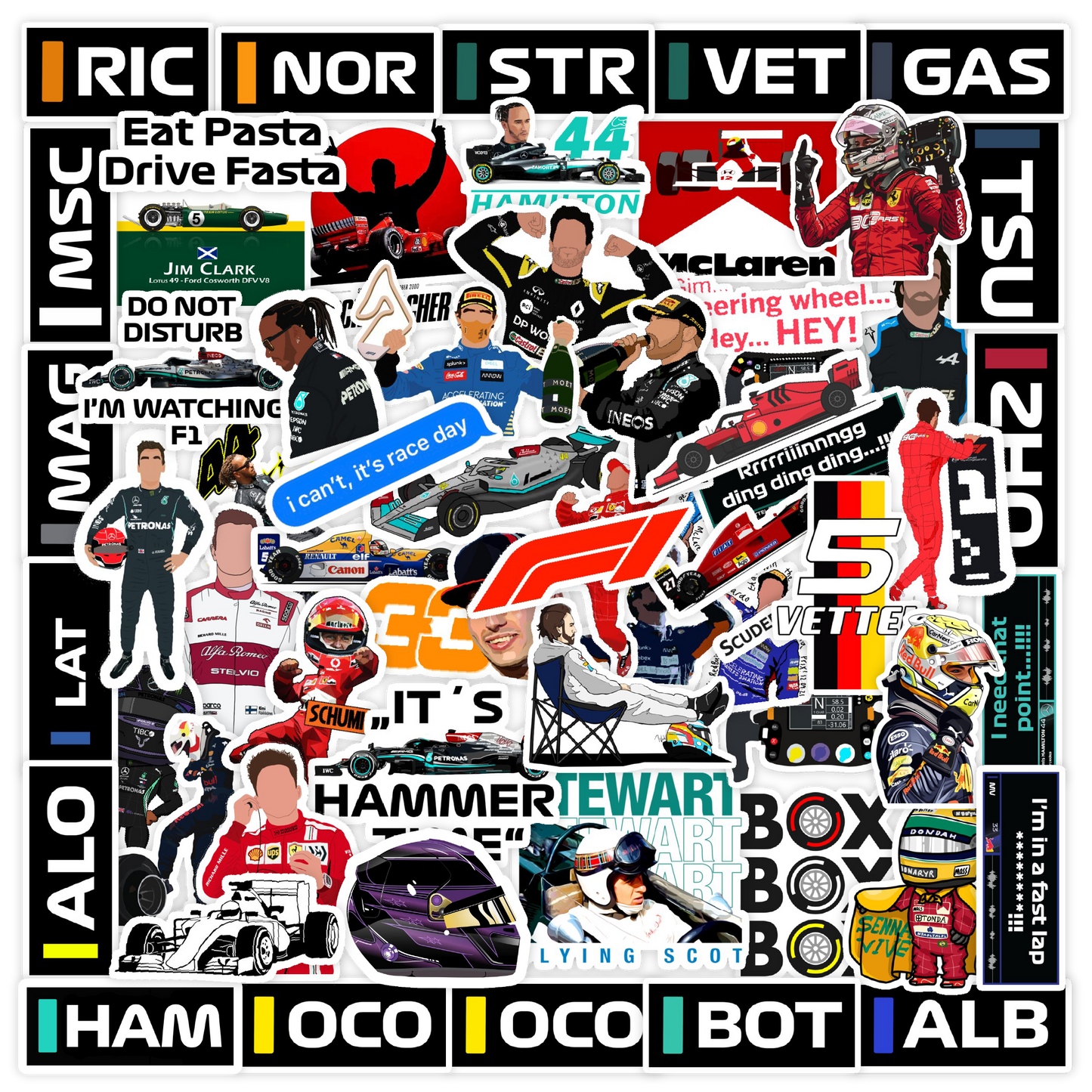 Formula One F1 Laptop Vinyl Sticker Pack of 60