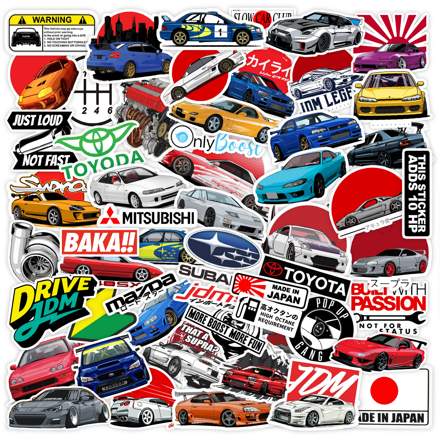 JDM Japanese Racing Car Vinyl Sticker Pack of 55