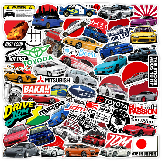 JDM Japanese Racing Car Vinyl Sticker Pack of 55