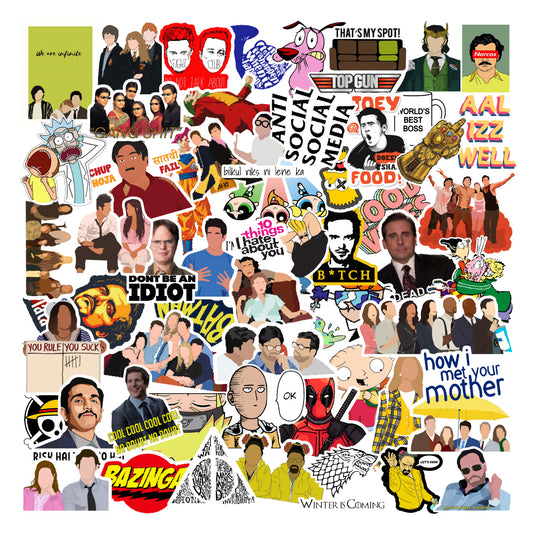 Mix Pop Culture Tv Show Movies Laptop Vinyl Sticker Pack of 56