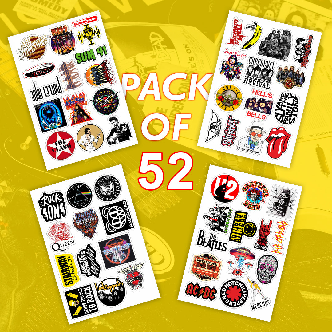 Classic Rock Band Laptop Vinyl Stickers Pack of 52