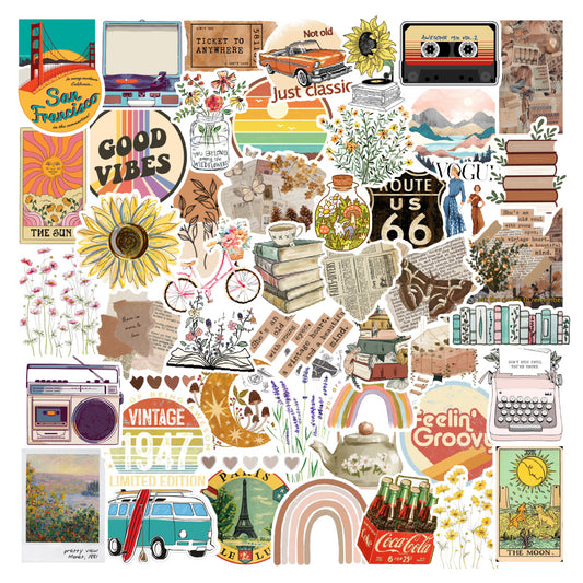 Vintage Aesthetic Laptop Vinyl Stickers Pack of 53