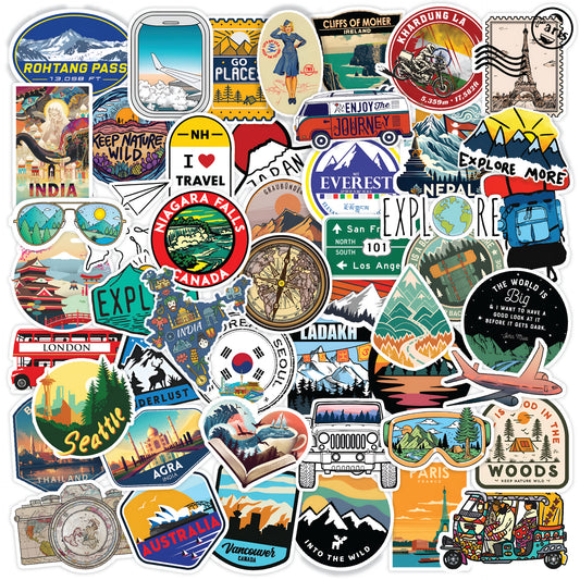 Travel stickers for laptop and luggage