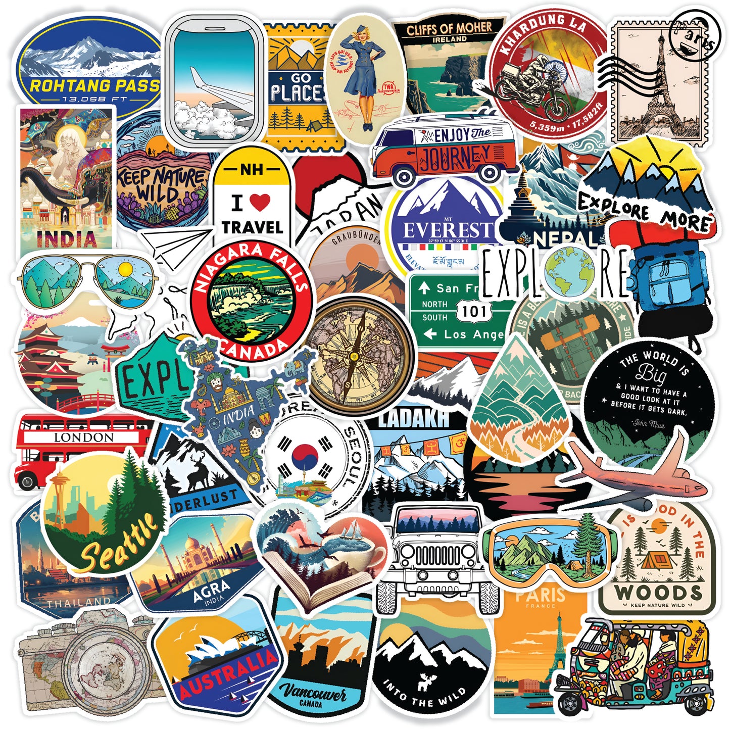 Travel Laptop Stickers Pack of 60