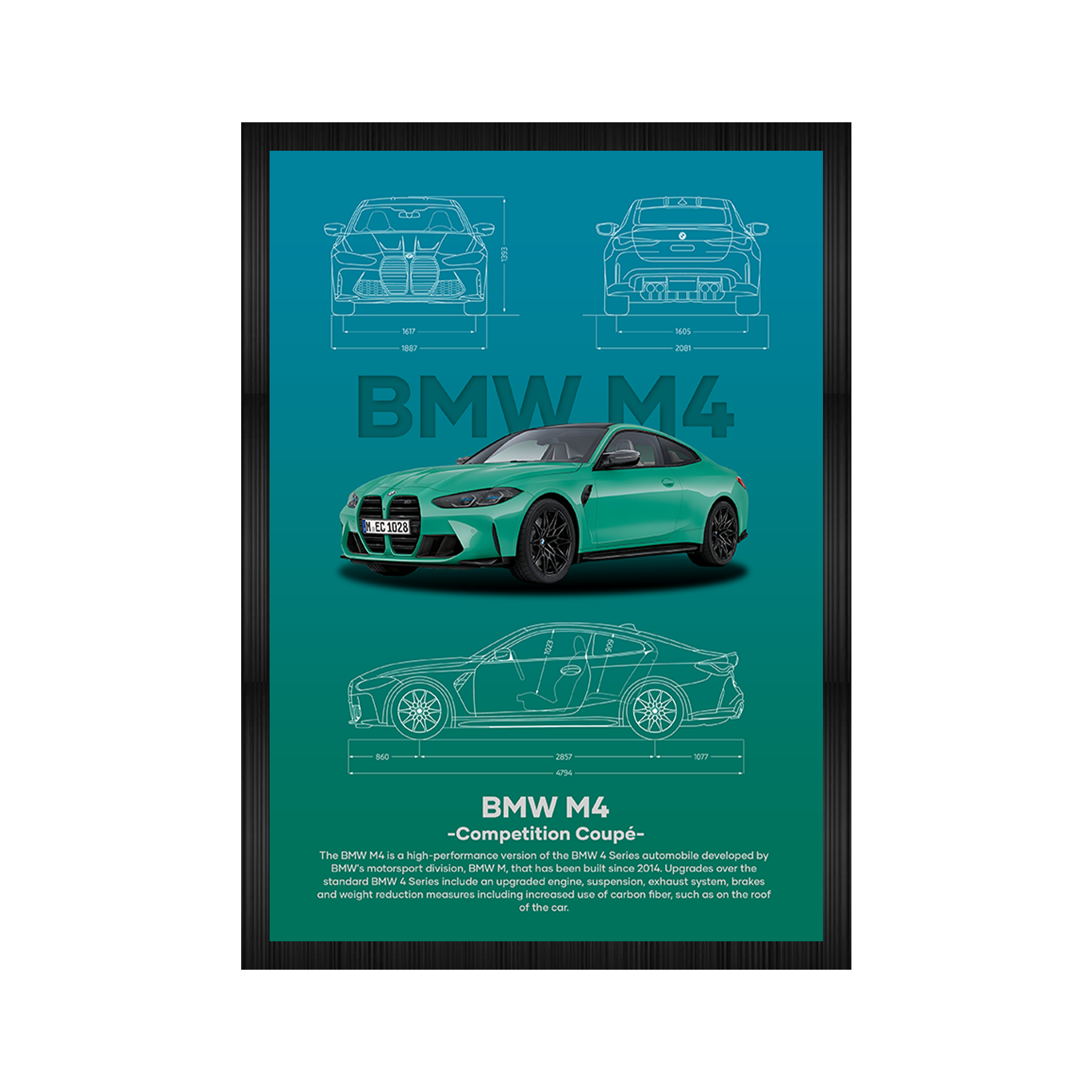 Bmw m4 coupe competition wall poster