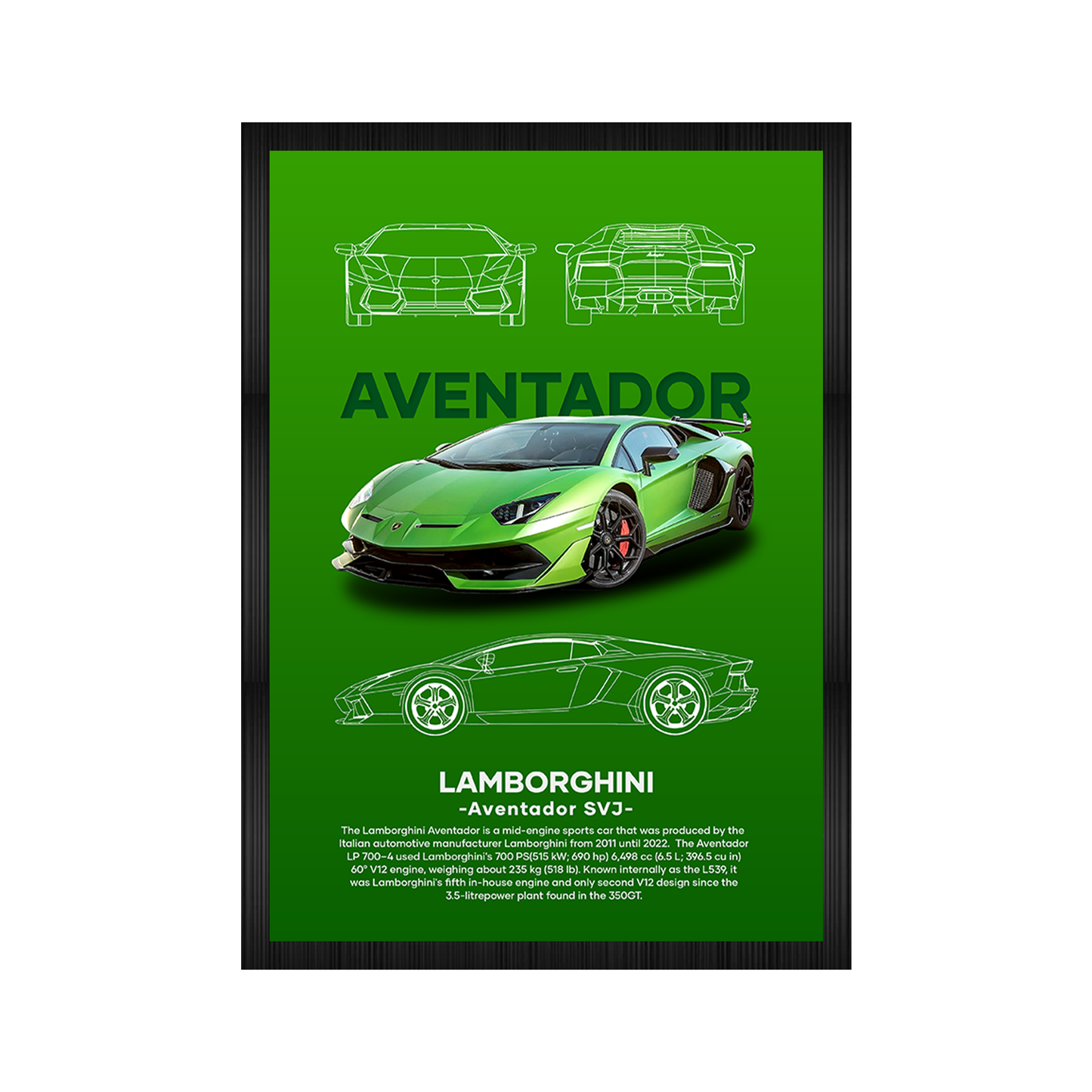 Lamborghini Aventador Wall Poster Framed