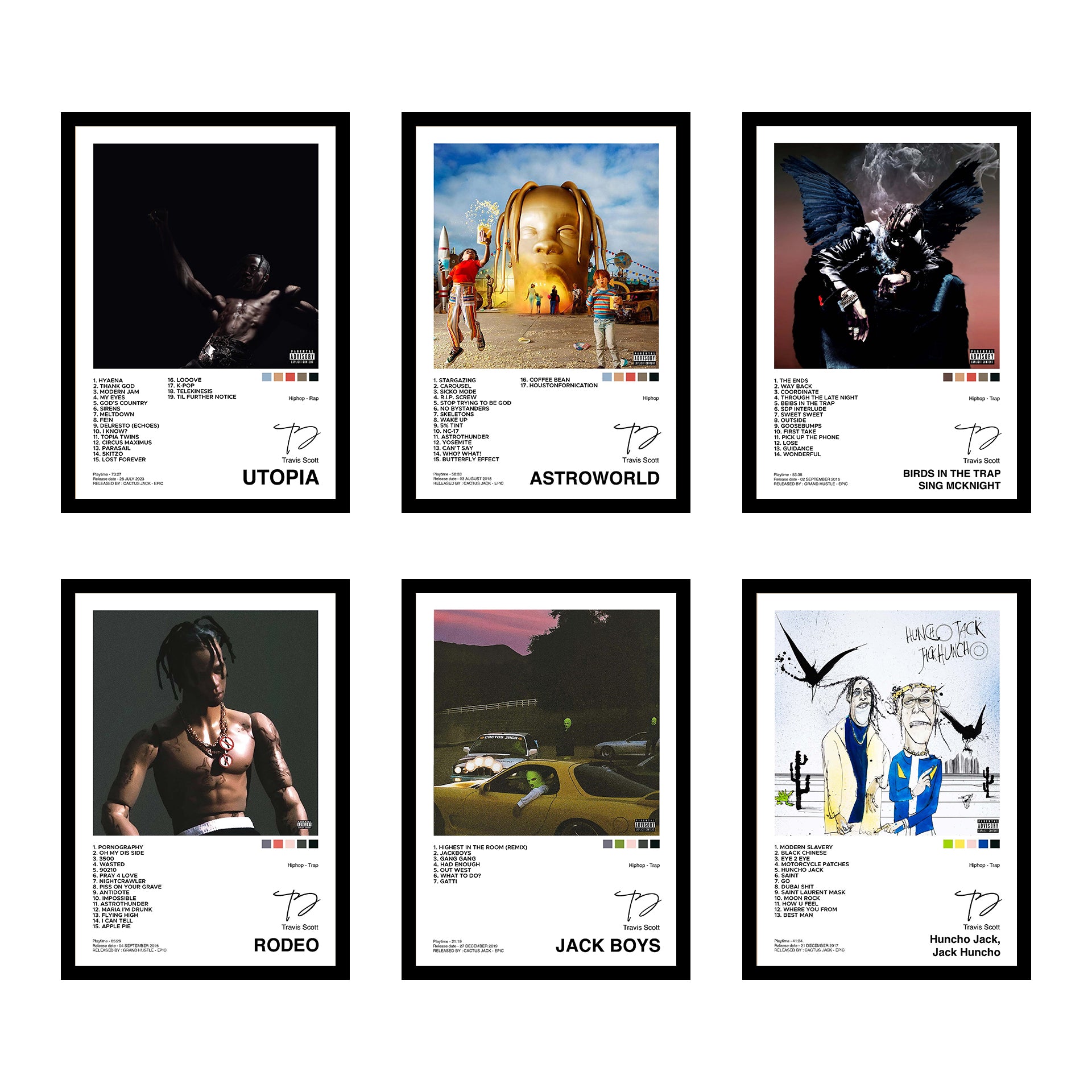 Travis Scott Music Album Art Wall Posters Pack of 6 A4 size – Stickerly