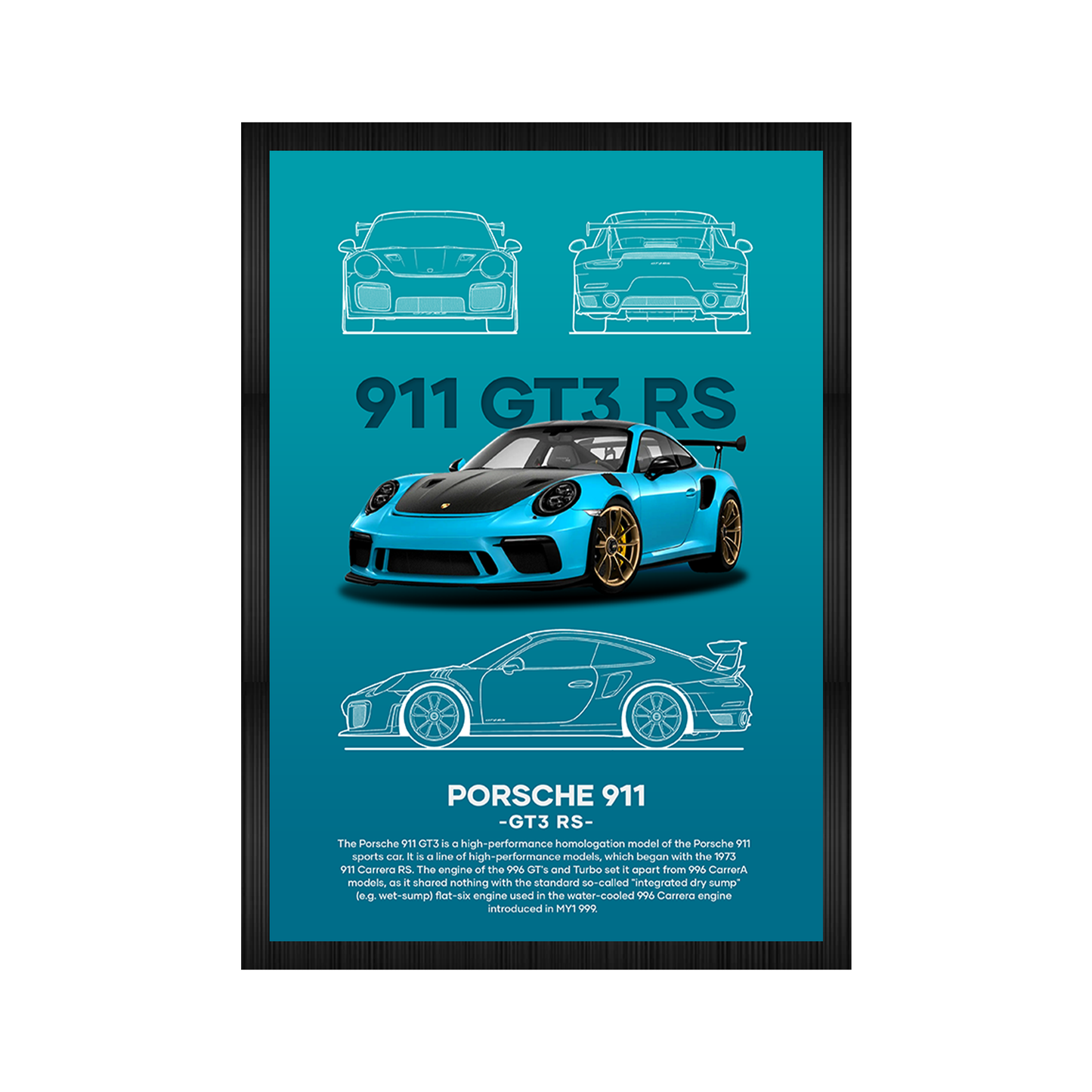 Porsche GT3 RS Wall Poster Framed