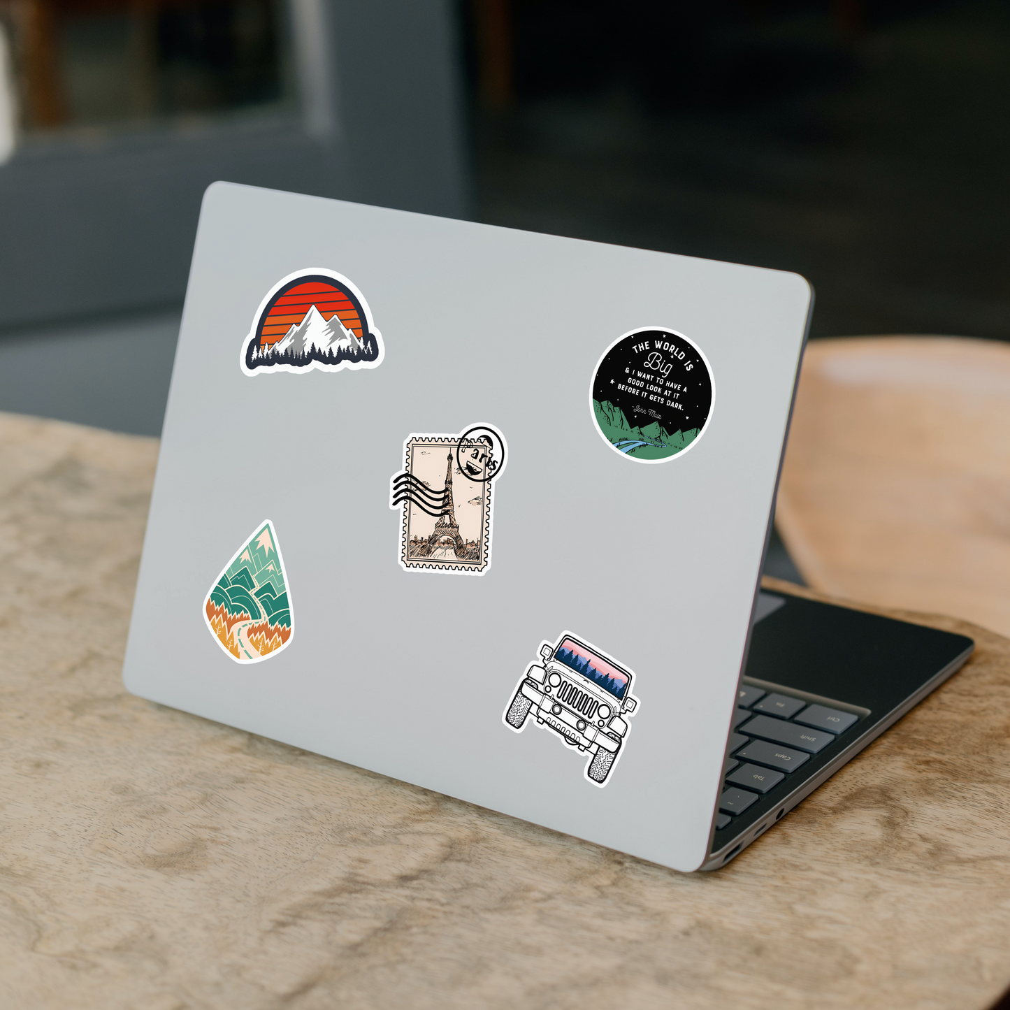 Travel stickers for laptop