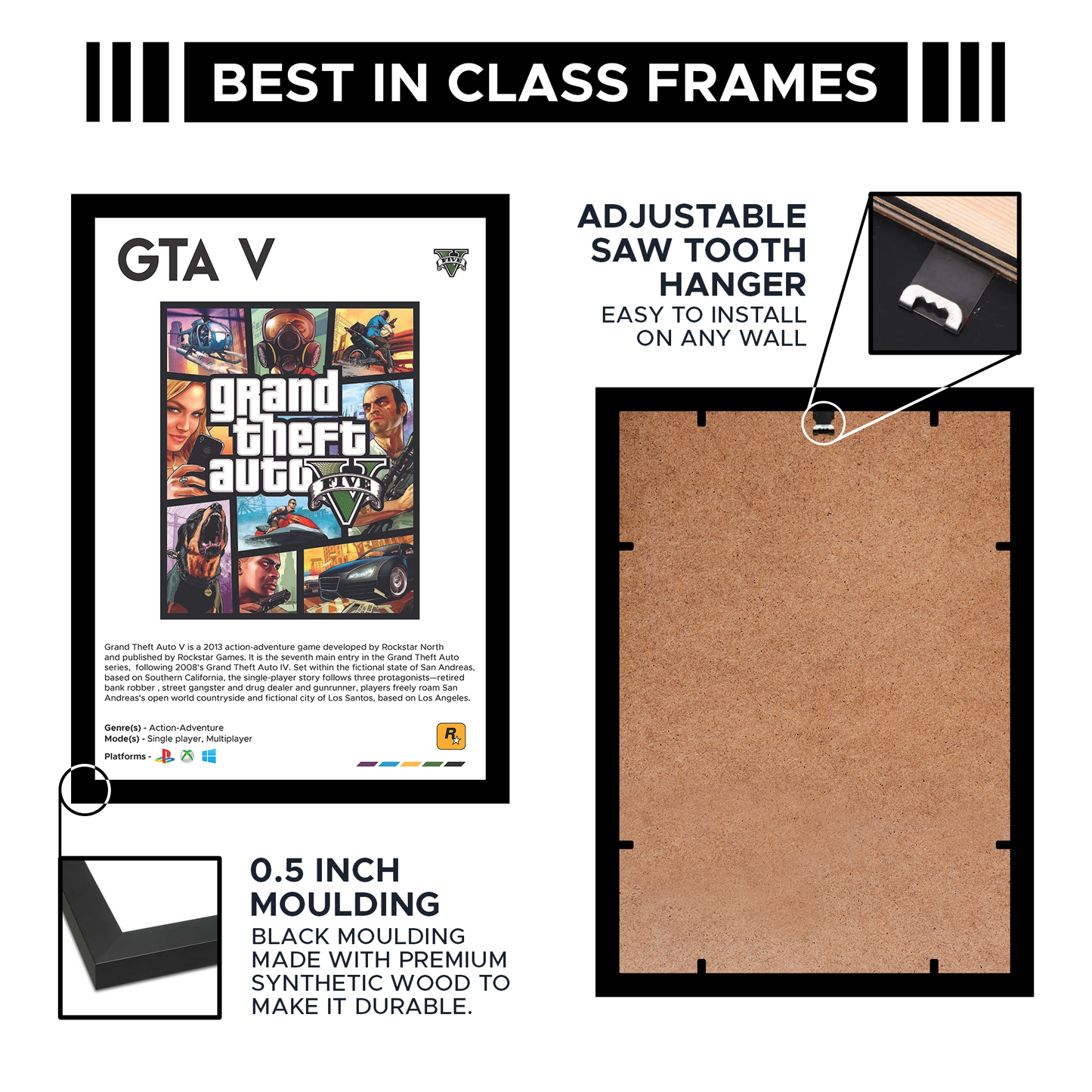 GTA V Wall Poster Framed