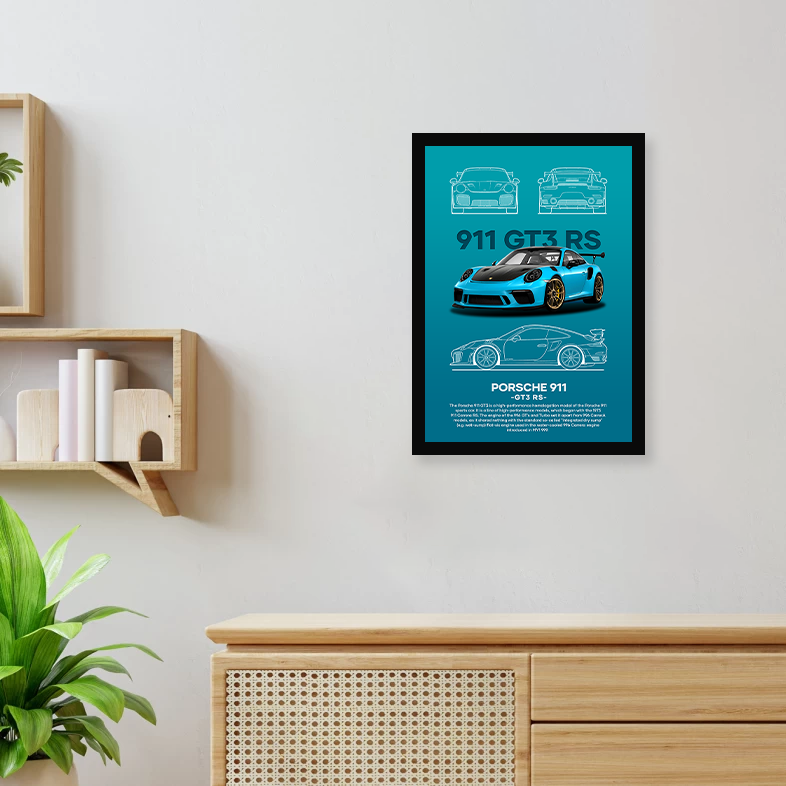 Porsche GT3 RS Wall Poster Framed