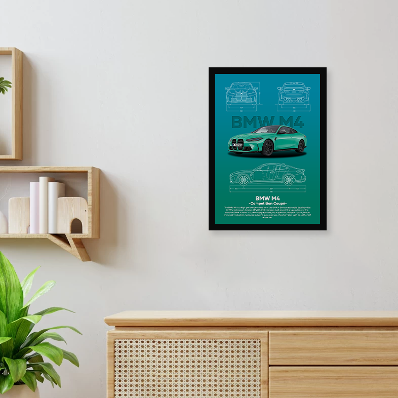 BMW M4 Wall Poster Framed