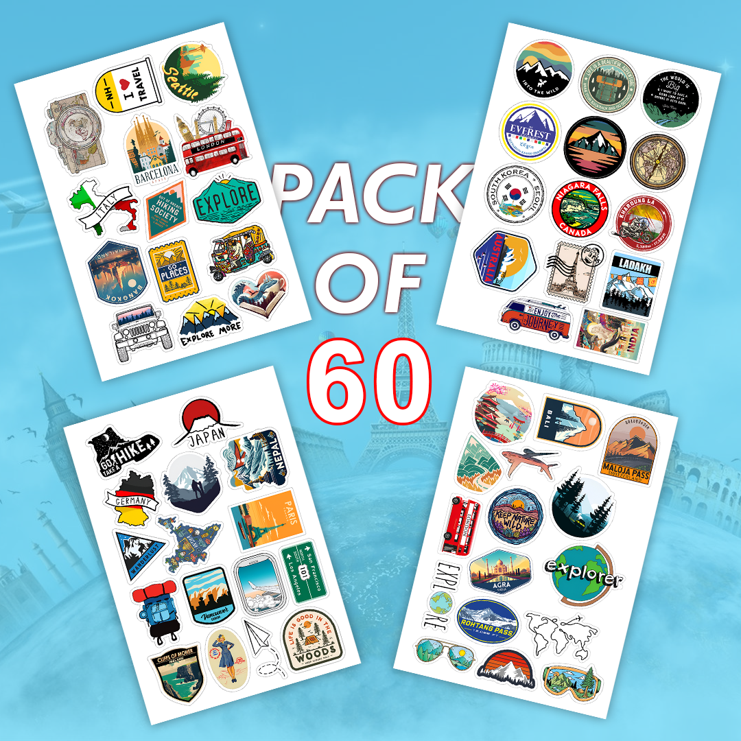 Travel Laptop Stickers Pack of 60