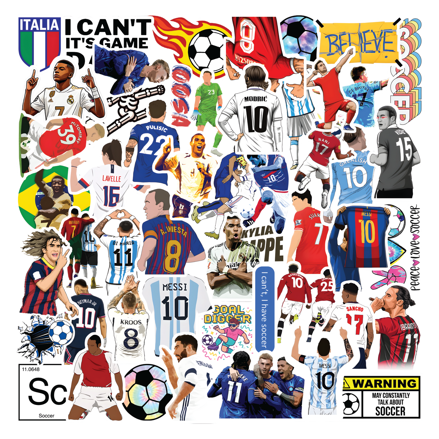 Football Soccer Cool Vinyl Stickers Pack Of 50